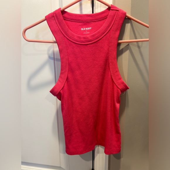 Old Navy Pink Ribbed Sleeveless Racerback Tank Top Women’s Small - Picture 1 of 7